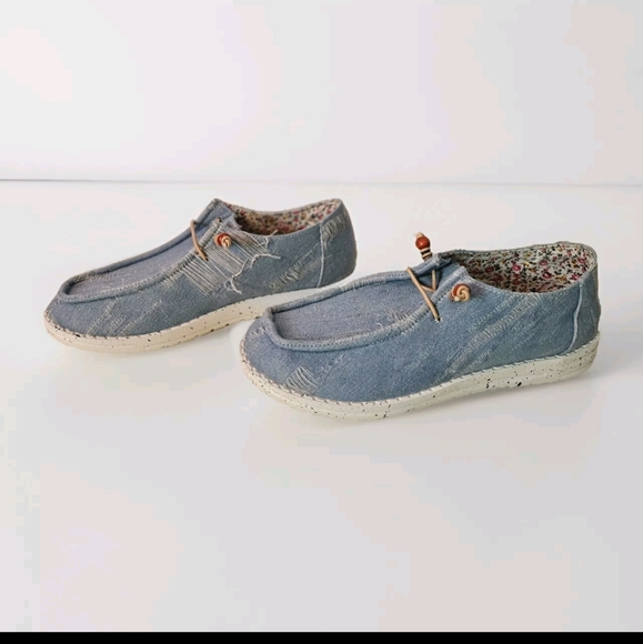 Shein Womens Blue Jean Distressed Look Slip On Loafer Casual Shoes Size 8 - Picture 5 of 8